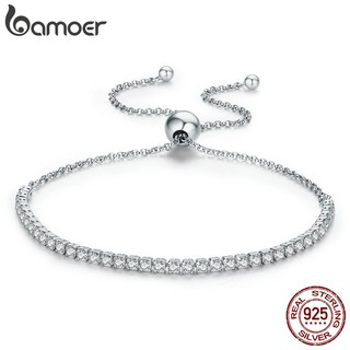 Bamoer Pulseira Brilhante De Prata 925 Para Festas Scb046