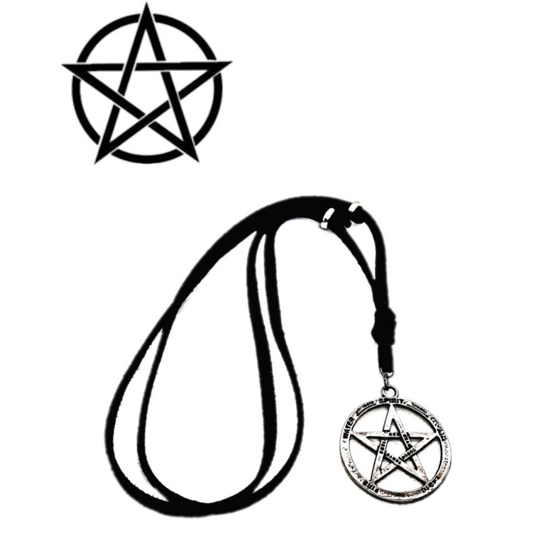 Colar Cordão Corrente Couro Ajustavel Masculino Feminino Mais Pingente Pentagrama Amuleto 5 Linhas Quatro Elementos em Oferta na Shopee