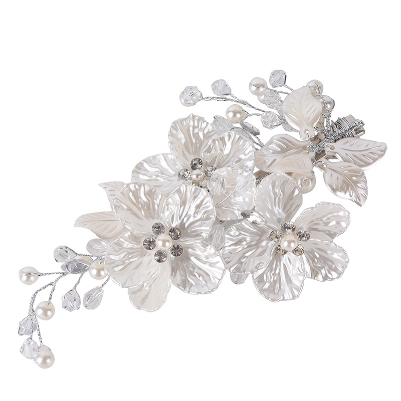 (Bling) Clip De Noiva Cristal Pérola Flor De Cabelo Jóias De Casamento Acessório