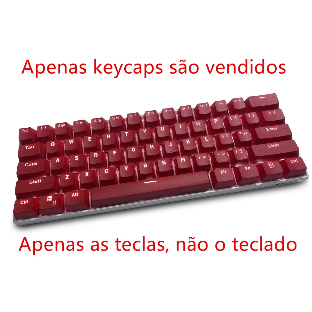 Keycaps, teclado mecânico vermelho/branco sólido para escritório/casa/jogos (apenas keycaps são vendidos, não teclados)