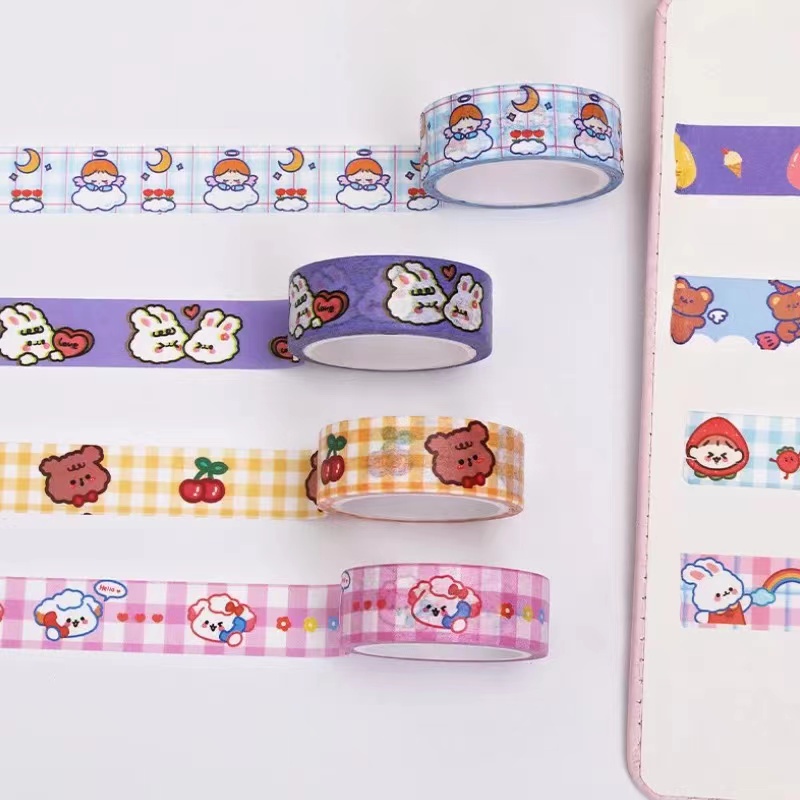 kit 10 Fita de papel de desenho animado para decorar caderno