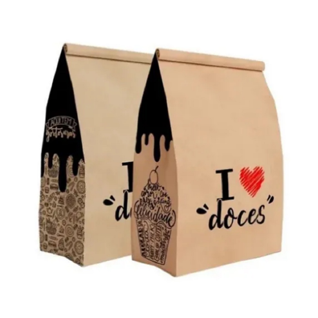 50 - Saco Kraft Doces Doceria Entrega Copo Felicidade PP , Saco Embalagem Kraft PP p/ Delivery Doces Doceria - 50 und em Oferta na Shopee