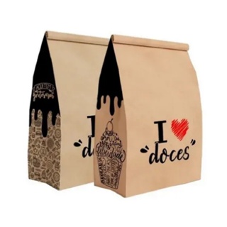 50 - Saco Kraft Doces Doceria Entrega Copo Felicidade PP , Saco Embalagem Kraft PP p/ Delivery Doces Doceria - 50 und em Oferta na Shopee