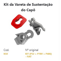 Kit de Sustentação da Vareta do Capô Fiat Argo - Cronos -Grand Siena - Strada Strada Nova