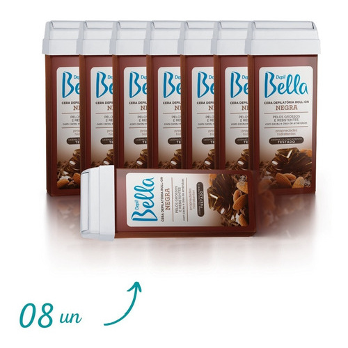 Kit 8 Cera Refil Roll-on Negra 100g Cera Depilatória Depil Bella Praticidade