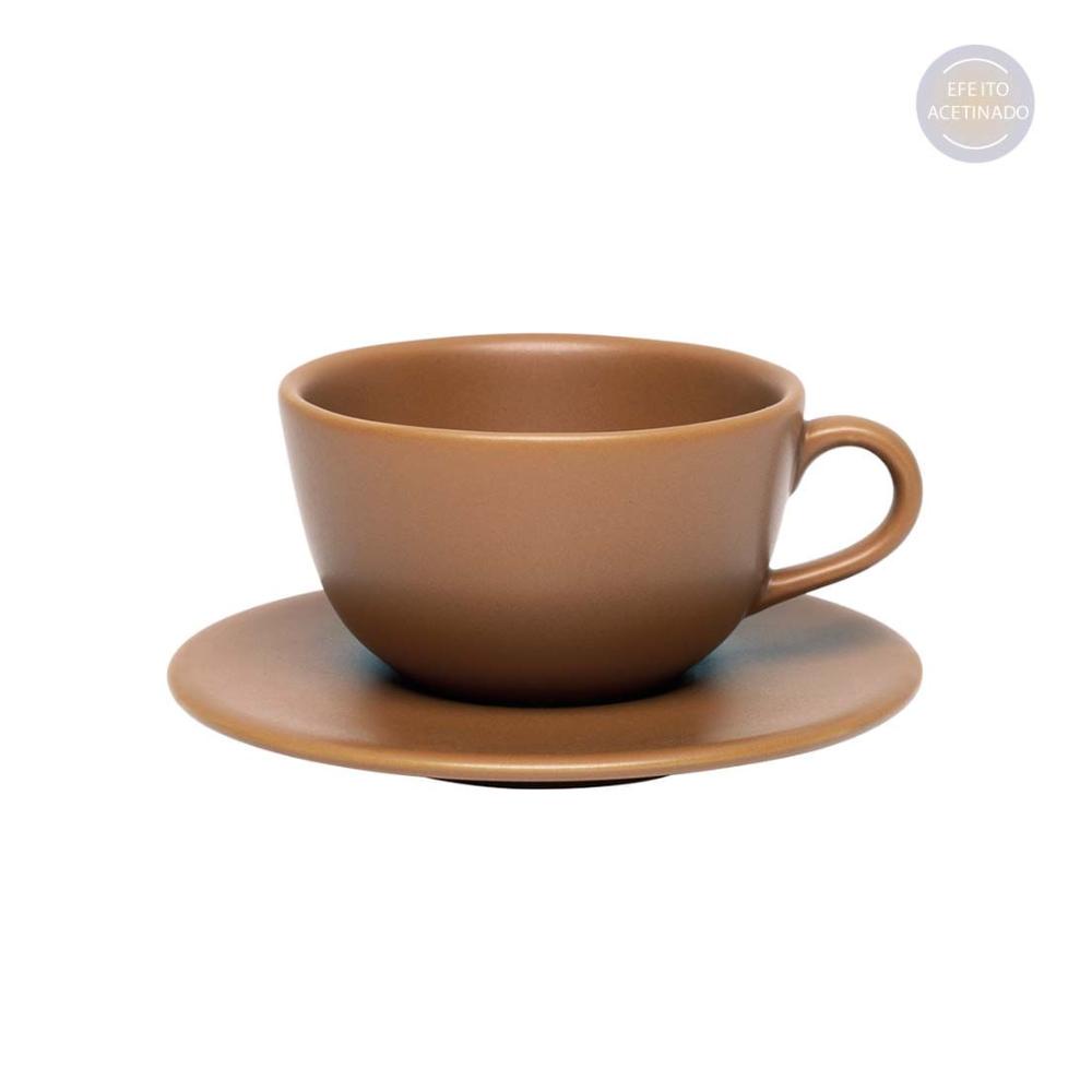Conjunto de 6 Xícaras Grandes 200ml Com pires Unni Avelã - Home & Living