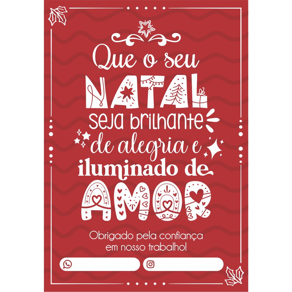 Cartão NATAL Agradecimento Pela Compra Personalizado, 9x6cm Tag, papel  offset 180g | Shopee Brasil