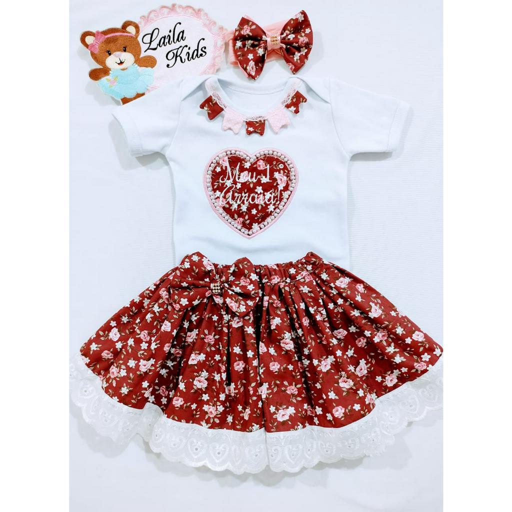 Kit Saia Bunda Rica Tiara E Body Personalizado Festa Junina