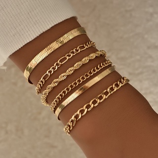 Multicamadas Do Vintage Cobra Cadeia Pulseiras Set Moda Personalidade Do Punk Elo Da Cadeia Braceles Para Mulheres Jóias Acessórios