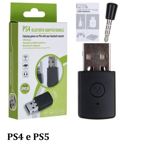 Adaptador Bluetooth Usb para Fone De Ouvido Headset Sem Fio PS4 e PS5 Dongle