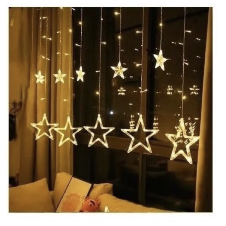 Pisca Cascata 138 Leds Estrela 8 Funções Decoração Branco Quente | Shopee  Brasil