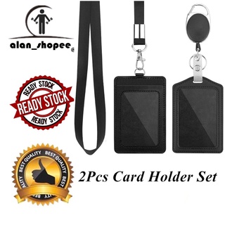 2 Porta-Crachá Para Pacotes , Cartões De Identificação De Couro PU Vertical Com 1 Janela Transparente , Alça De Pescoço Destacável E Conjunto De Carretel De