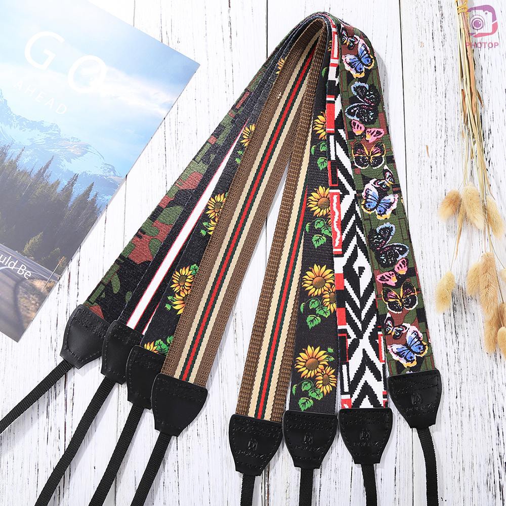 PR*Retro Style Double Cotton Yard Colorful Pattern Shoulder Neck Strap