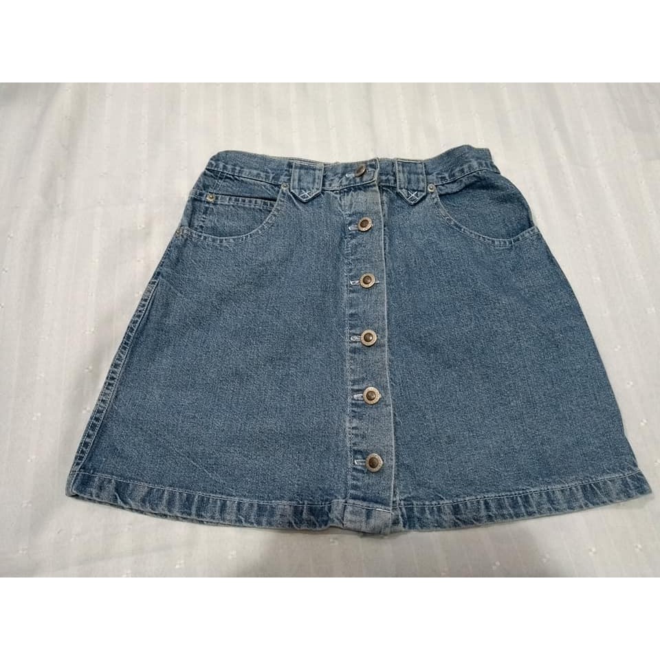 Saia Jeans Lavada com Botões Frontal Lavada