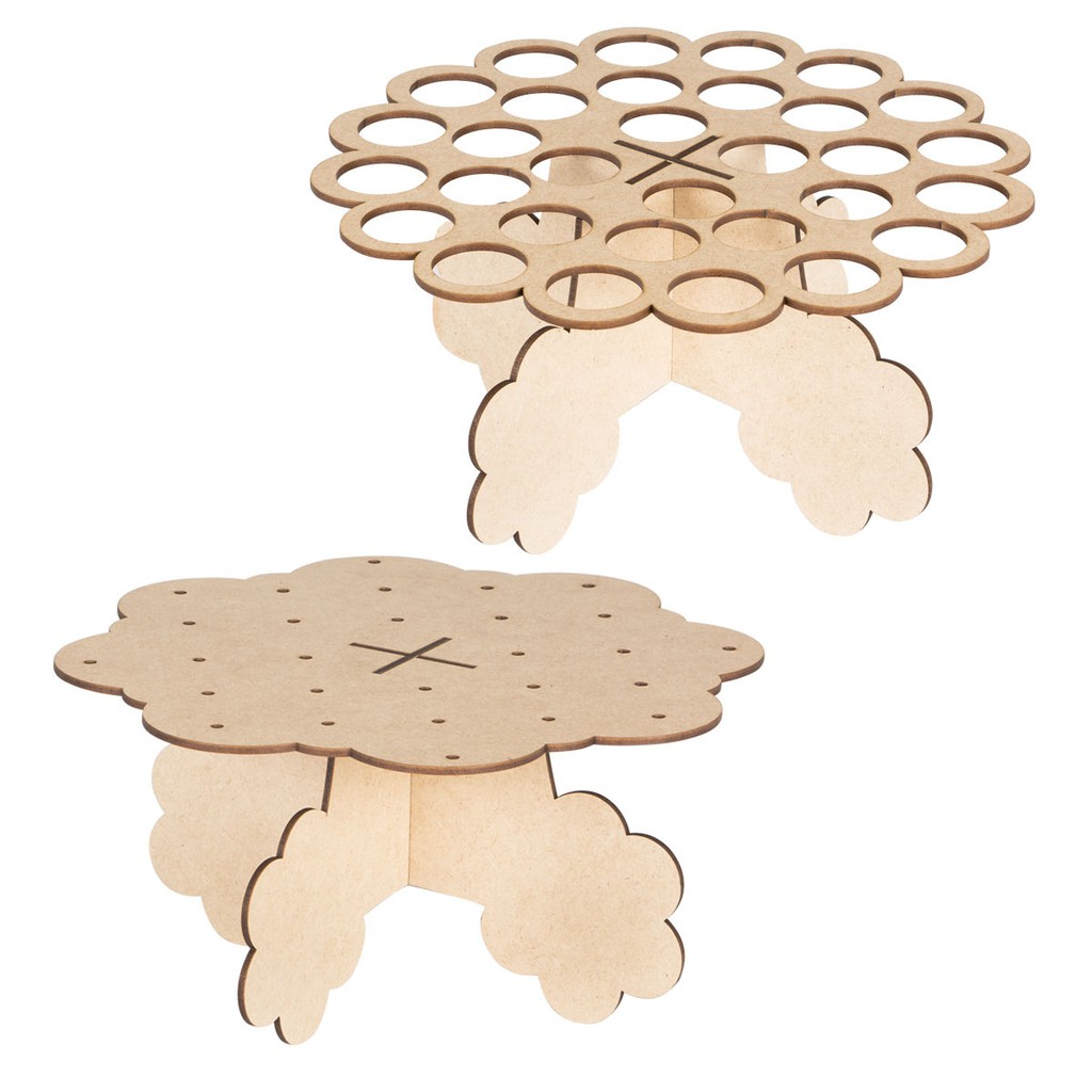 Kit Decoração Provençal Festa Porta Cones Tubete e Piruliteiro Mesa de Doces em Mdf 3mm Aniversário