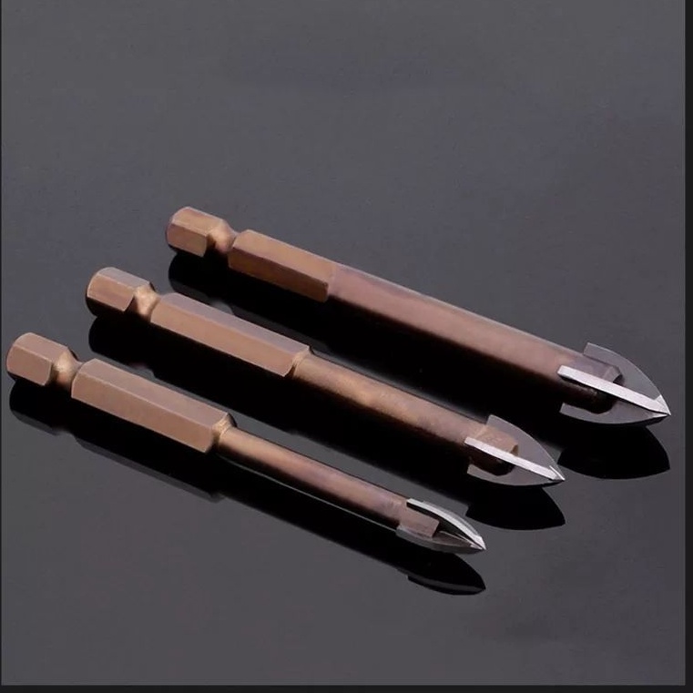 Kit 3x broca furar porcelanato azulejo cerâmica vidro 6 8 e 10mm
