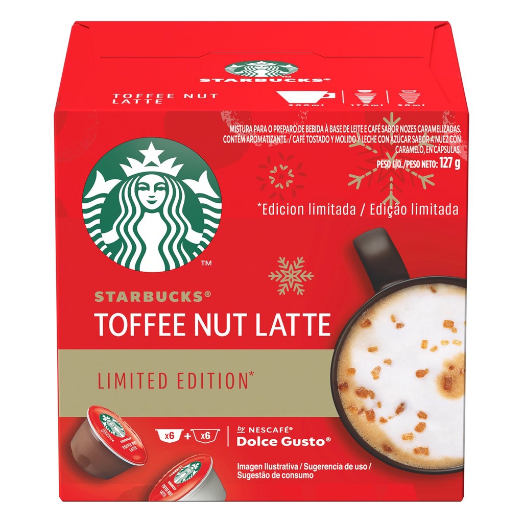 Cápsulas Nescafé Dolce Gusto Starbucks Toffee Nut Latte - Caixa com 12 unidades em Oferta na Shopee