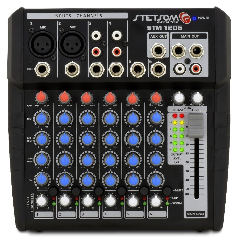 Mesa De Som Automotivo Stetsom Stm1206 6 Canais 4 Eq Band