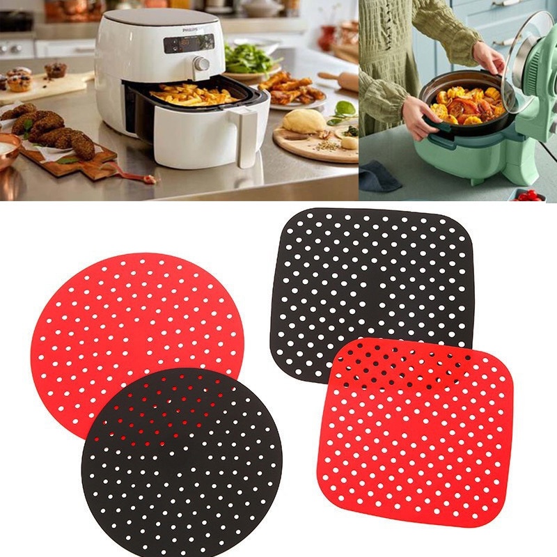 Tapete Forma de Silicone para Air Fryer Silicone Airfryer para Fritadeira Cesta Silicone Protetor Air Fryers Cestinha