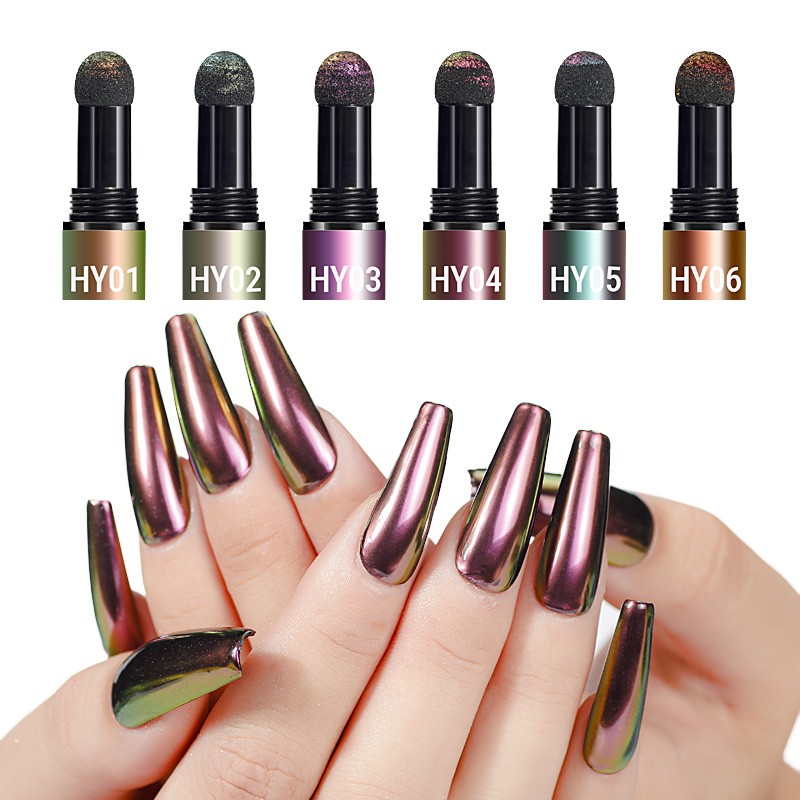 Kit 3 Caneta Pó Espelho Aurora Unha Gel Glitter Multicromático Sereia Nail Art Pronta Entrega