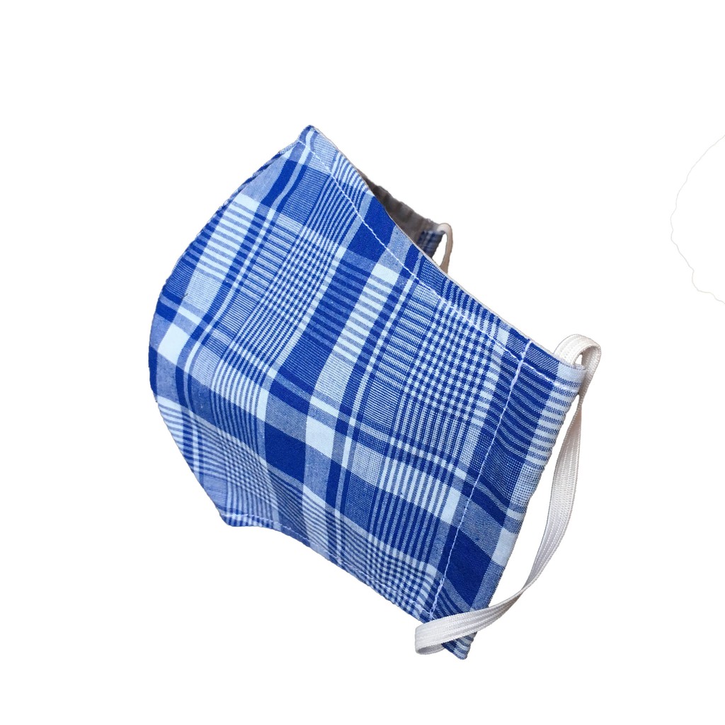 Máscara De Proteção Facial Masculina Xadrez Azul