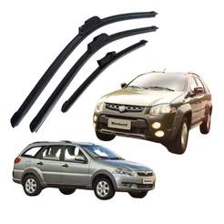 Kit Palheta Limpador Parabrisa Dianteiro + Traseiro Palio Weekend 2008 a 2017