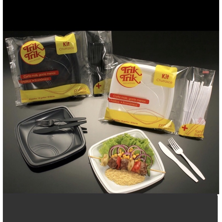 Kit Para Churrasco Prato refeição Garfo e Faca Descartável biodegradável 10 - 50un em Oferta na Shopee