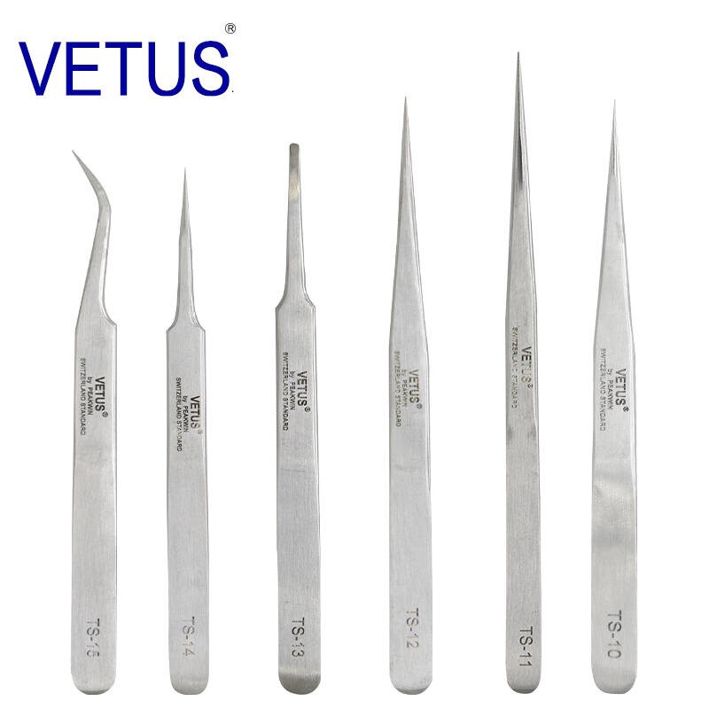 100 % VETUS TS Série Pinça Antiestática industrial De Aço Inoxidável Ferramenta De Reparo De Relojoeiro Com Etiqueta De 