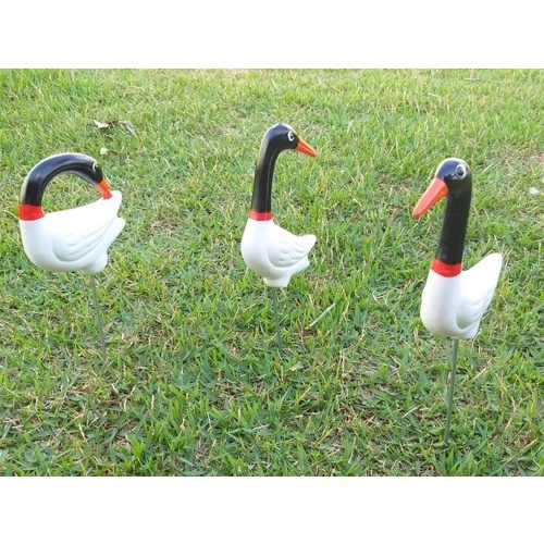 3 Tuiuius Em Cerâmica Enfeite Jardim  Tuiuiu jardim