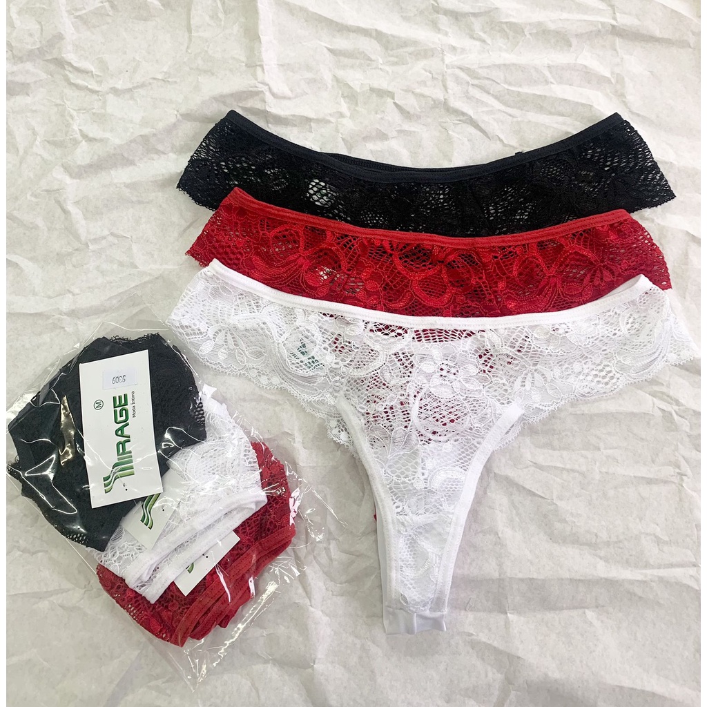 Kit 3 Calcinhas Fio Dental Lingerie Sex Shop Com Pérolas Tailandesa Ref