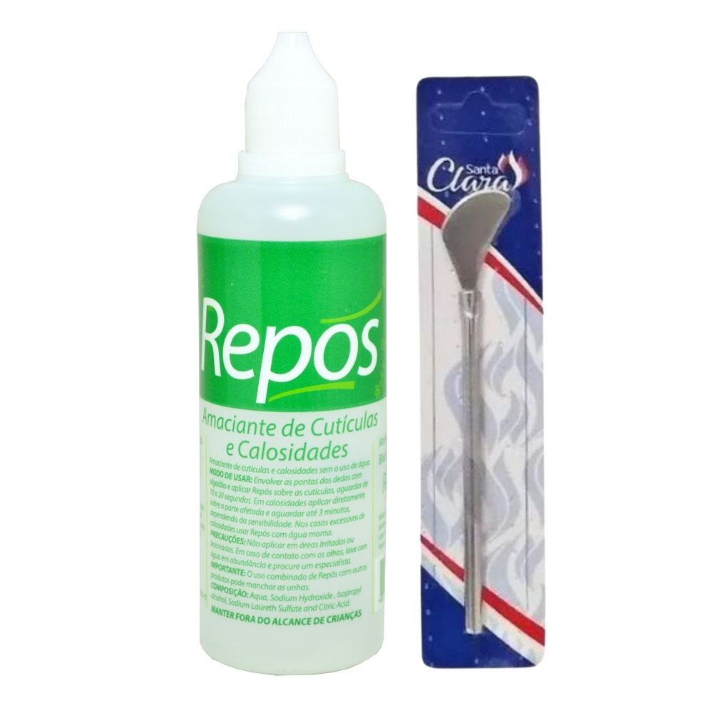 Amaciante Cuticulas e Calosidades 120ml Repos + Espatula 222 Santa Clara Manicure Pedicure