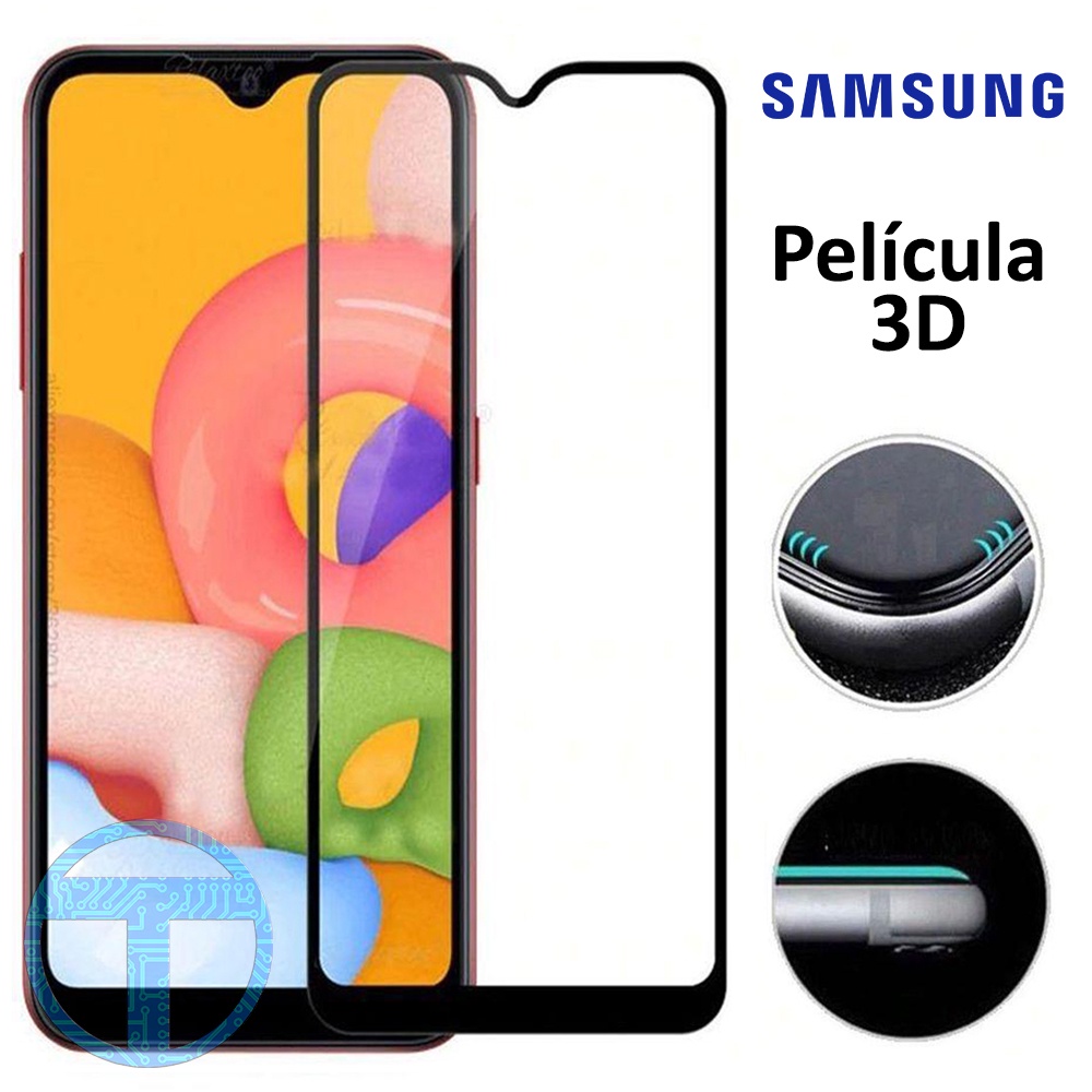 Película Samsung Galaxy 3D FULL A01 A02, A10s, A10,A11,A12, A51, A20, A20s,A21s,A31, A50s, A30s, A31, A30, A21, A21s, A70, A71, A01 Core, S20, S21 - Cobre a Tela