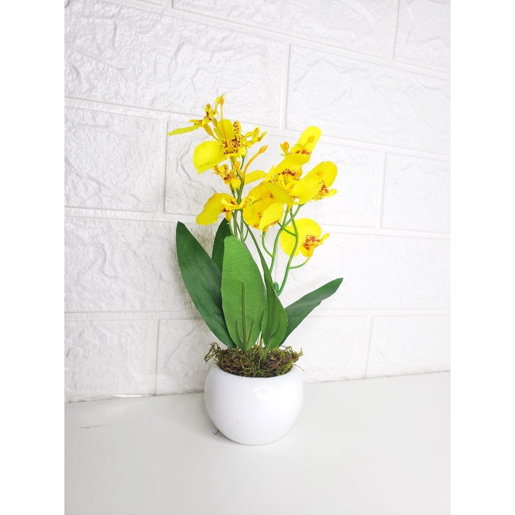 Arranjo Mini Orquídea Chuva de Ouro Artificial \ Vaso Acrílico \ Decoração  para sala , cozinha , lavabo , estantes , escritório | Shopee Brasil