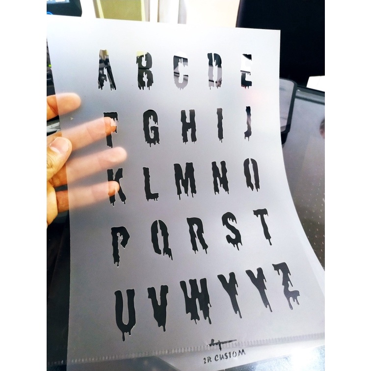 Stencil Letras Derretidas para Pinturas e Aerografias