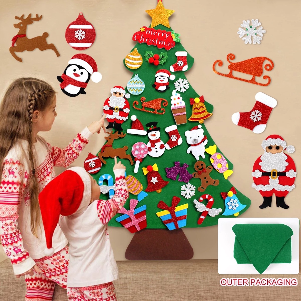 Ornamentos De Natal Em Feltro Para Decoracao De Arvore De Natal Casa 2021 Ano Novo Papai Noel Natal Shopee Brasil