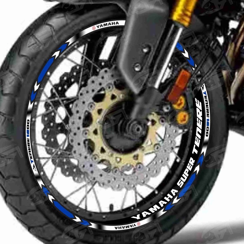 Adesivo Friso Refletivo Roda Moto Yamaha Super Tenere 1200 Tenere 660 + Adesivos Internos M01 azul