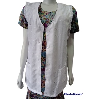 Avental  Jaleco para Professora  tecido leses laise C/ Bolso Podóloga, Cuidadora, Manicure Branco em Oferta na Shopee