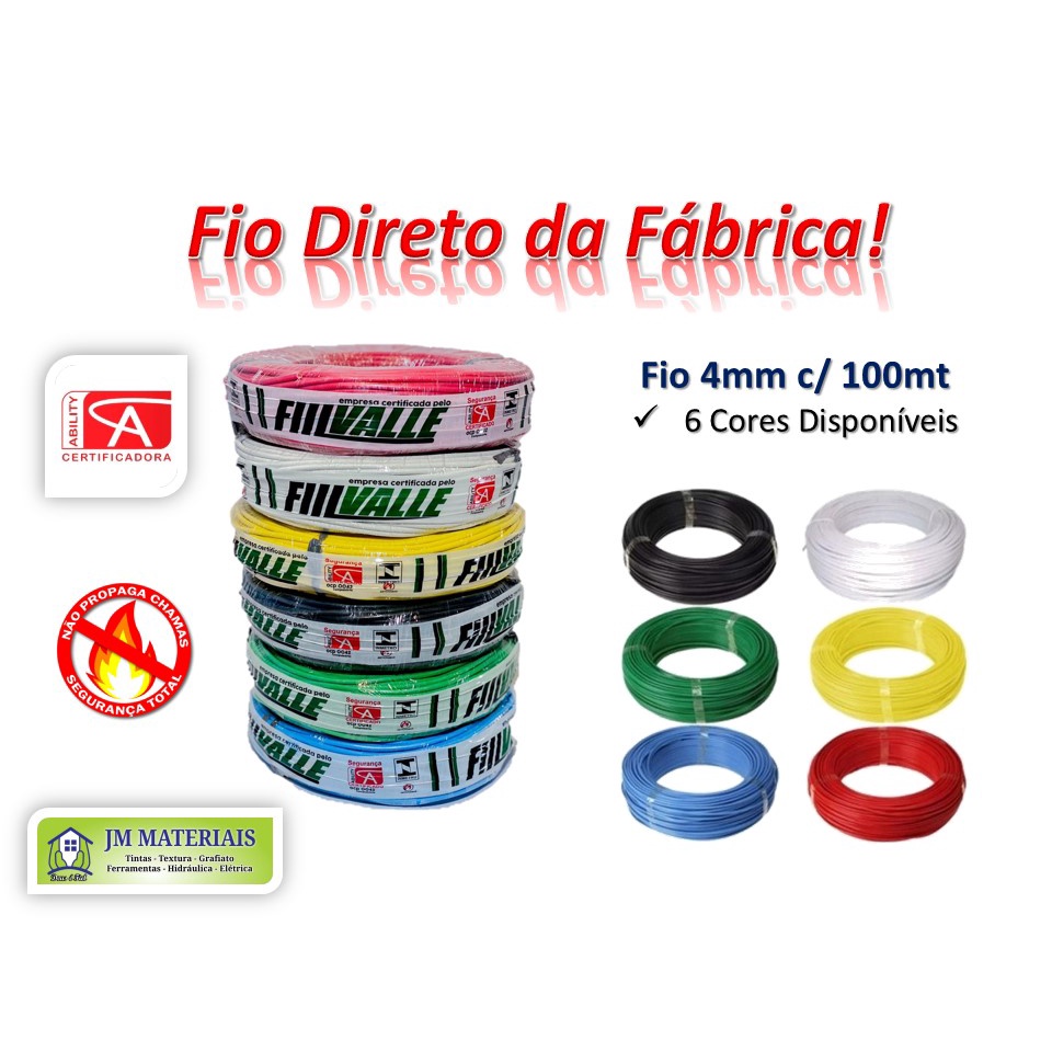 Rolo de Fio 4mm C/ 100mt - Cabo Flexível - Fio Elétrico. | Shopee Brasil