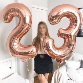 2 Números Tamanho 70 cm Balão metalizado Rose Gold em Oferta na Shopee