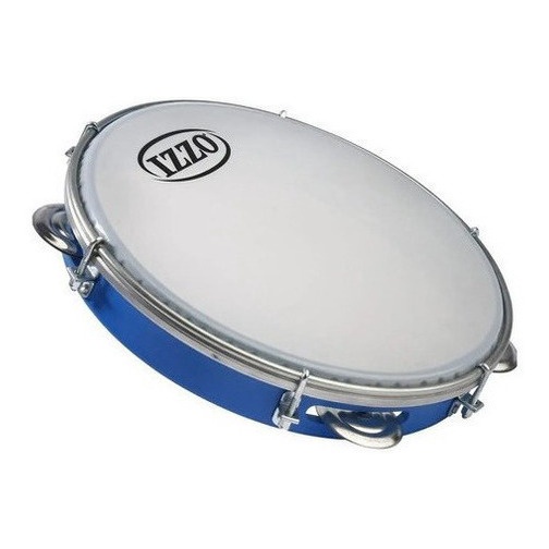 Pandeiro Izzo 10p Profissional Aro Abs Azul Com Pele Leitosa
