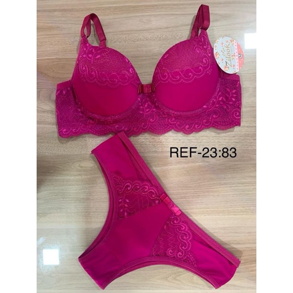 kit com 2 conjunto de lingerie. Modelo tanga e fio - Sutiã e calcinha - base reforçada.