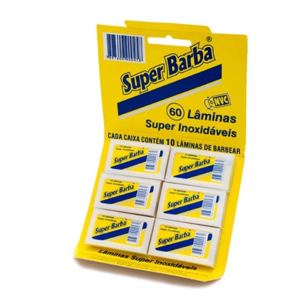 laminas de barbear super barba amarela  cartela com 60 lamina