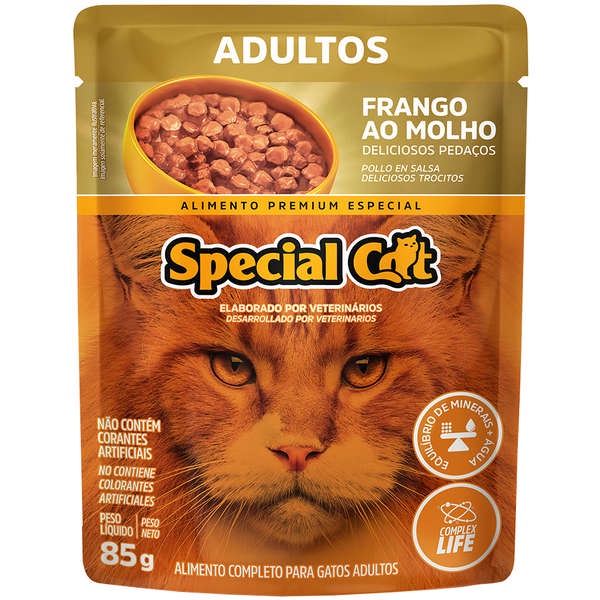 Ração Úmida Special Cat Adultos Sachê Sabor Frango ao Molho 85g em Oferta na Shopee
