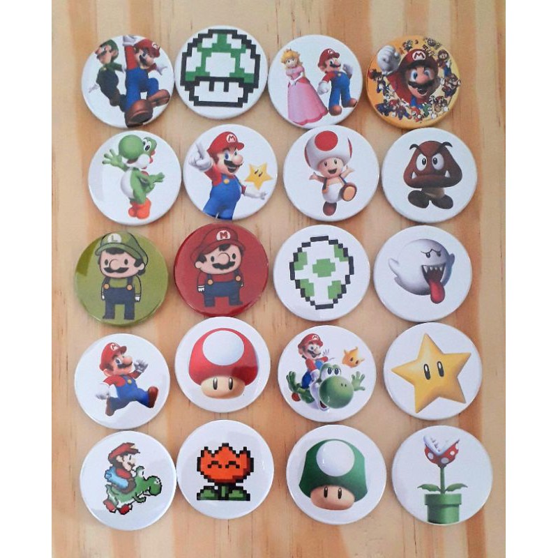 20 bottons Super Mario Bros. - Escorrega o Preço