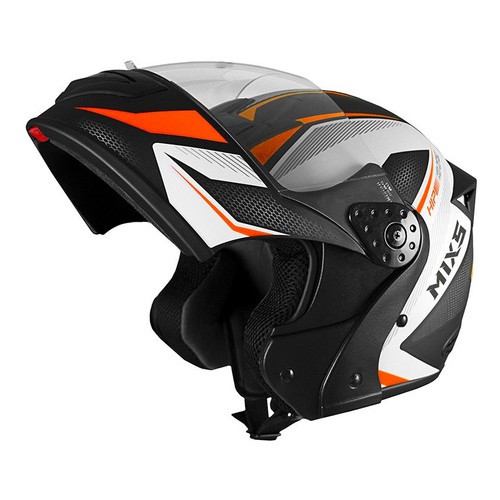 Capacete Mixs Gladiator Neo Laranja Brilhante Escamoteavel Articulado Robocop