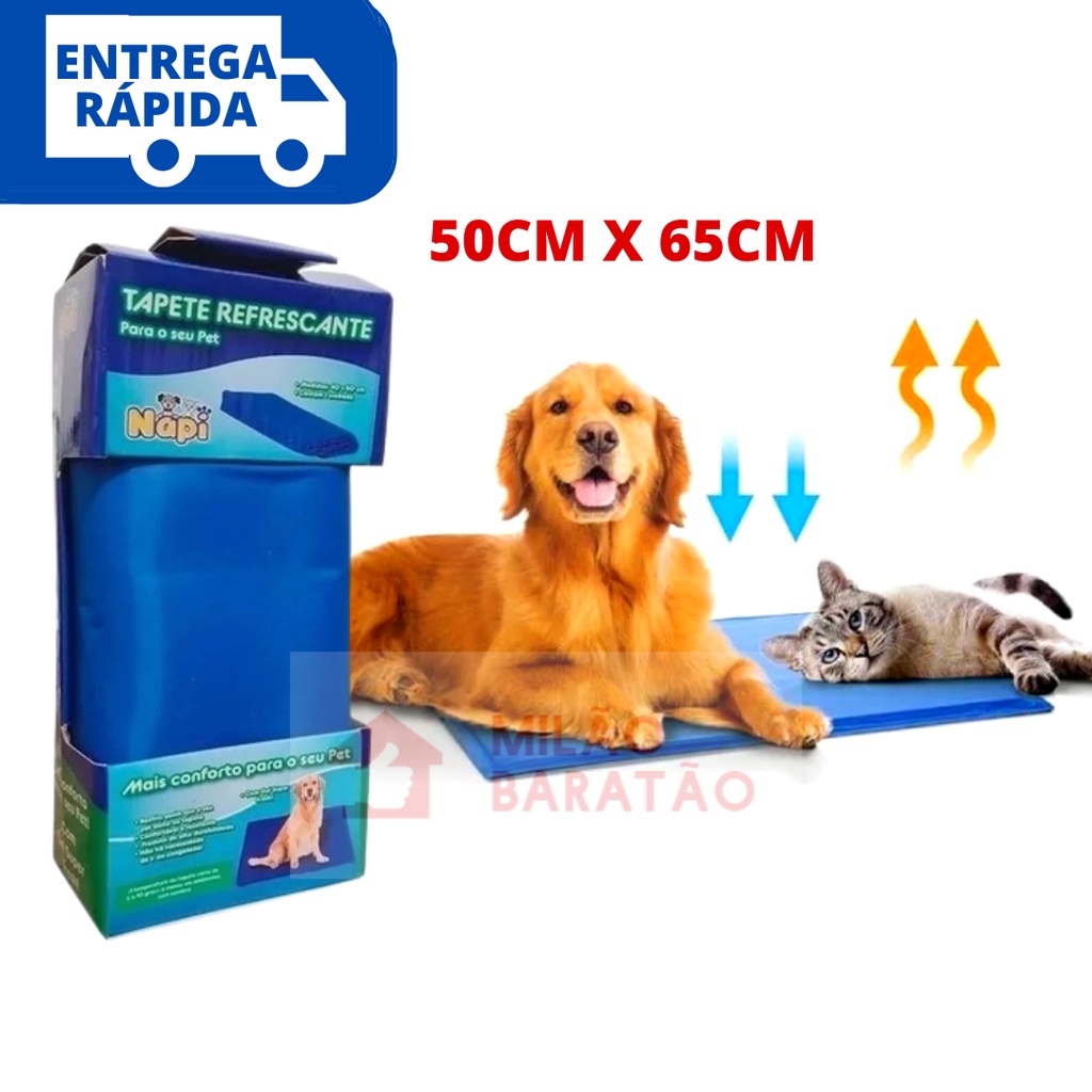 Tapete Gelado Refrescante Para Cachorros Caes e Gatos 50x65cm Colchão Gelado Gel Macio e Confortável