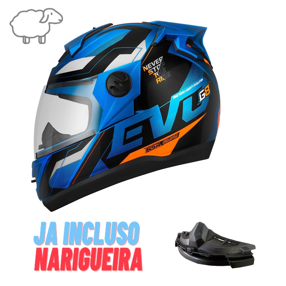Capacete Moto Fechado Pro Tork Evolution G8 Evo 788 Masculino Feminino Motoqueiro Moto Boy Universal