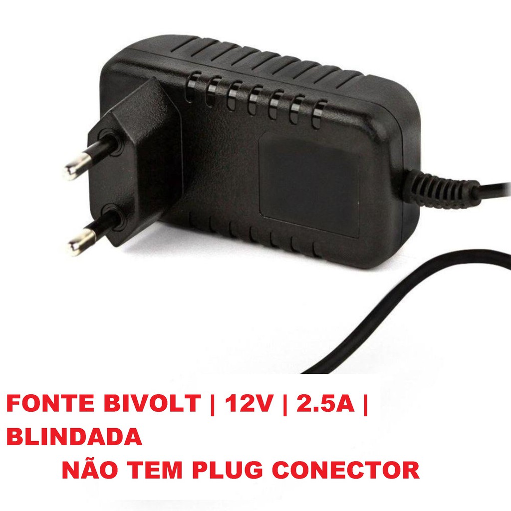 Caixa com 50 unidades de Fonte 12v 2.5a CFTV Bivolt Blindada Original 1.5m Fio Eletronica Chaveada sem Plug Conector