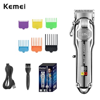 Kemei Poderosa Homens Barbeiro Aparador Cortador De Cabelo Elétrico Máquina De Corte Grooming Kit Corpo De Metal