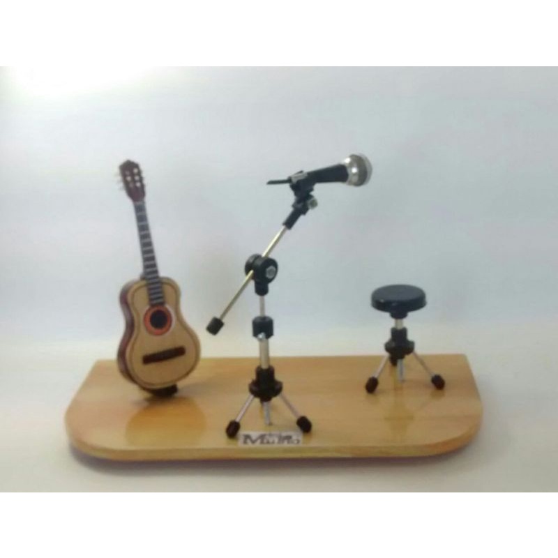 Mini Palco Com Violão Acústico+Microfone+Banco